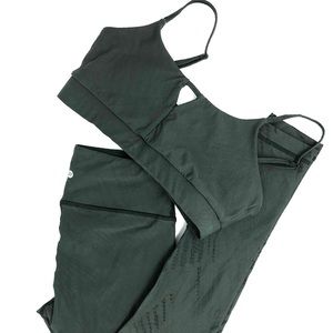 (Set) Vimmia Leggings & Sports Bra in Army Green